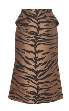 Tiger Printed Jacquard Midi Skirt by Carolina Herrera | Moda Operandi