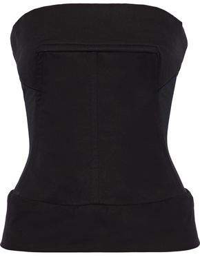 Mesh-paneled Stretch-cotton Bustier Top