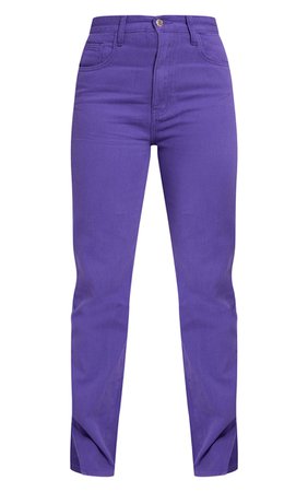 Purple Long Leg Split Hem Jeans | Denim | PrettyLittleThing USA