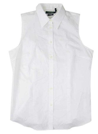 Amazon.com: Lauren Ralph Lauren Women's Akuna No-Iron Sleeveless Button-Up Shirt (White, 12): Clothing