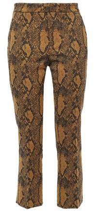 Marcena B Cropped Cotton-blend Snake-jacquard Slim-leg Pants