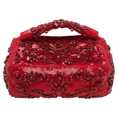 Givenchy Red Sequin Crystal Embellished Top Handle Bag