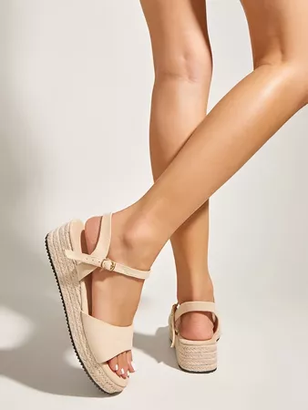Suedette Ankle Strap Flatform Sandals | SHEIN USA