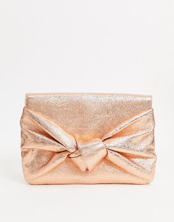 ASOS DESIGN clutch bag with oversized bow in rose gold | ASOS