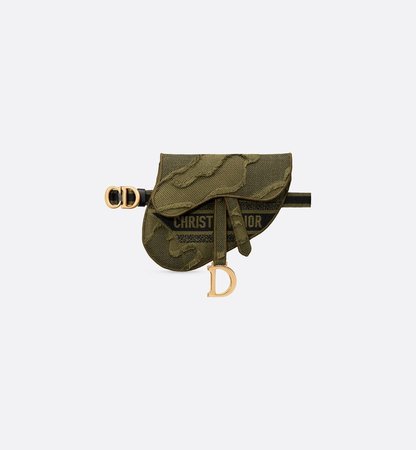 Saddle Flat Belt Pouch Green Camouflage Embroidered Canvas - Bags - Women's Fashion | DIOR