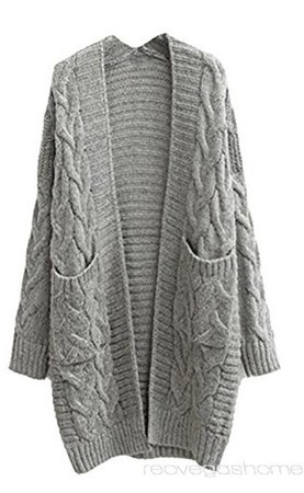 long gray open sweater