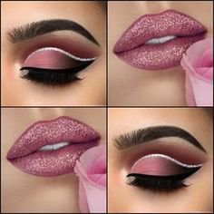 Pinterest - Another beautiful Valentines Day inspired look by @paulinemartyn EYES: @sephora Colorful Shadow & Liner in White @makeupgeekcosmet | maquillaje