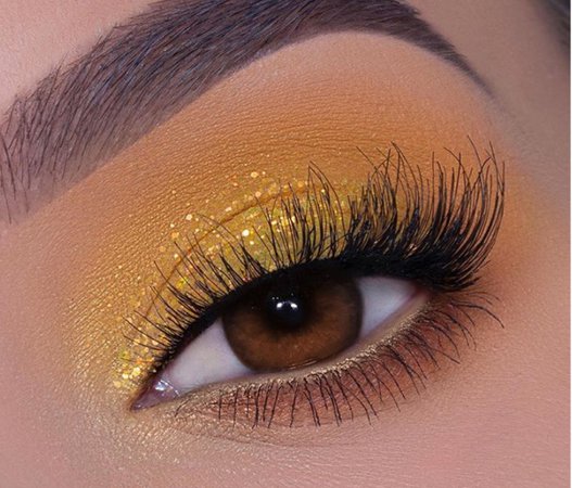 Yellow Glitter Eye Makeup