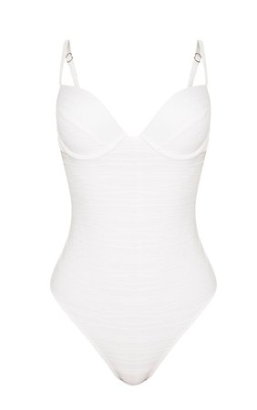 White Push Up Textured Swimsuit | Swimwear | PrettyLittleThing