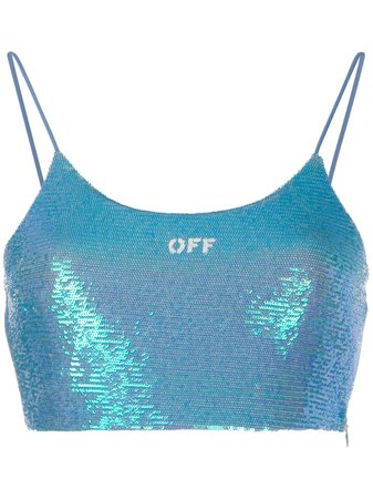 Off-White Sequin Cropped Top | Farfetch.com