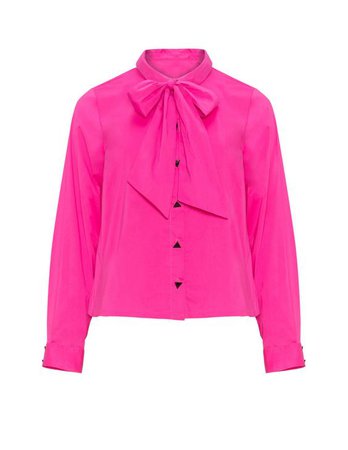 Hot Pink Collar Shirt With A Bow