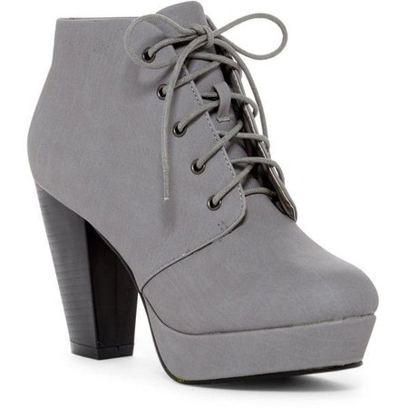 Grey Lace Ankle Boot Heels