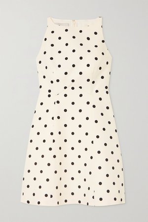 White Polka-dot wool and silk-blend crepe mini dress | Valentino | NET-A-PORTER