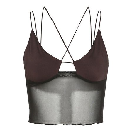 Kilopi Cross Strap Mesh Panel Cropped Camisole Top | YesStyle
