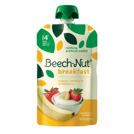 Beech-Nut Breakfast Stage 4, Yogurt Banana & Strawberry Baby Food, 3.5 oz Pouch - Walmart.com