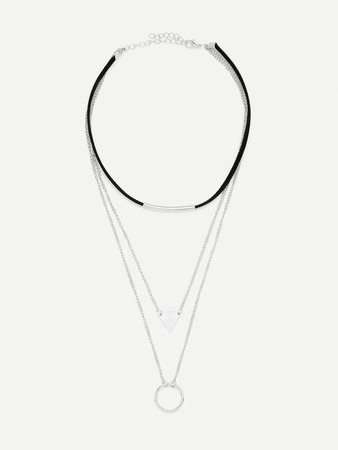 Geometric Pendant Layered Necklace