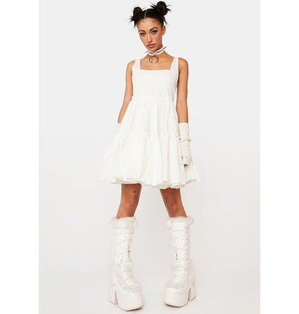 Ruffle Tiered Mini Dress - White | Dolls Kill