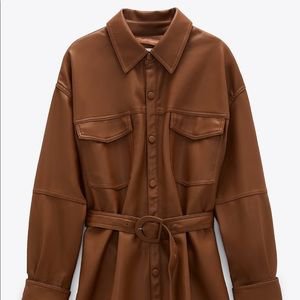Zara Tops | Belted Faux Leather Shirt Zara | Poshmark