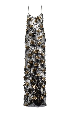 Floral And Feather Slip Gown By Naeem Khan | Moda Operandi