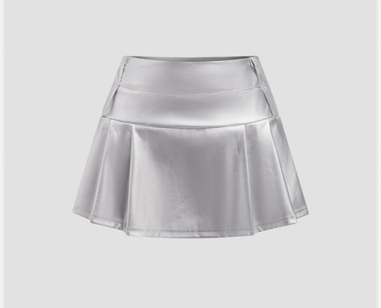 Y2k silver metallic skirt