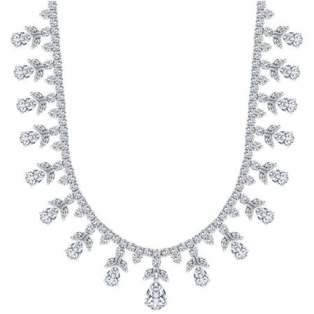 GIA Certified 32.03 Carat Fancy Pear Marquise Shaped Diamond Tiara Necklace For Sale at 1stdibs