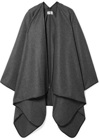 Shane Leather-trimmed Wool Cape - Dark gray