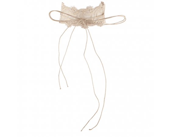 Tan Blush Crochet Lace Faux Suede Wrap Statement Choker Necklace - Necklaces