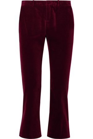 Saint Laurent | Cropped cotton-velvet flared pants | NET-A-PORTER.COM