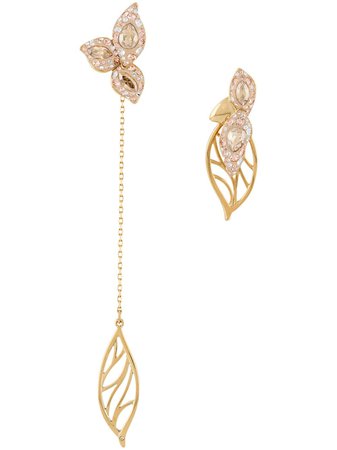 Gold Atelier Swarovski Graceful Bloom Mismatched Earrings | Farfetch.com