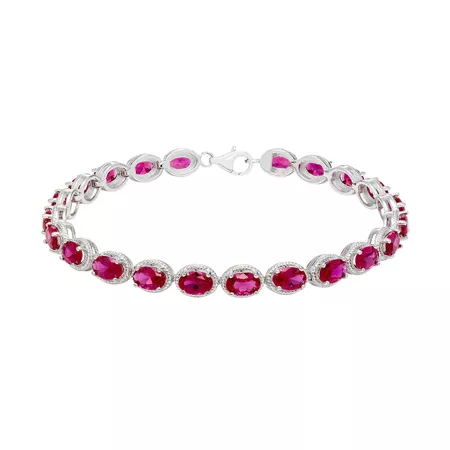 Sterling Silver Lab-Created Ruby Bracelet