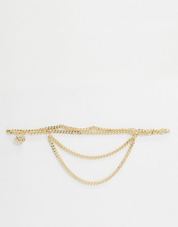 Glamorous multi row chain belt in gold | ASOS