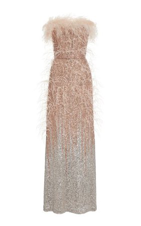 Feather-Trimmed Sequin Gown By Elie Saab | Moda Operandi