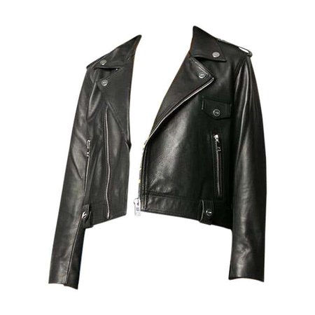 *clipped by @luci-her* Ganni Black Leather Biker Jacket For Sale at 1stDibs