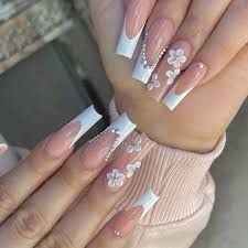 white nails with design - Google Search