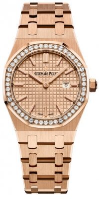 67653or.gg.1263or.01 Frosted Gold Audemars Piguet Royal Oak Quartz 33mm Ladies Watch