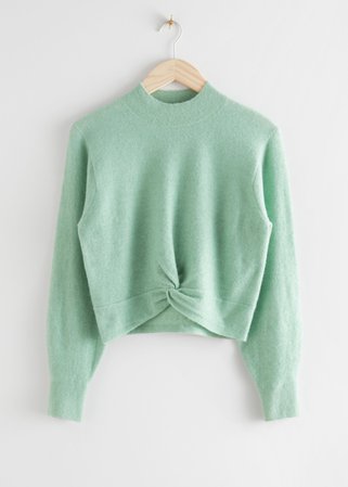 Twist Detail Knit Sweater - Light Green - Sweaters - & Other Stories