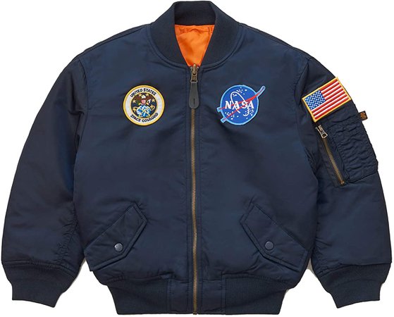 Amazon.com: Alpha Industries Boys' Nasa MA-1 Flight Jacket (YXL, Replica Blue): Outerwear: Clothing