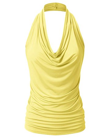 EIMIN Women's Casual Halter Neck Draped Front Sexy Backless Tank Top Mint 1XL at Amazon Women’s Clothing store