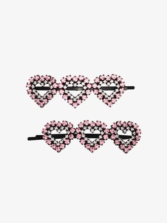 pink heart crystal hair clip set ashley williams