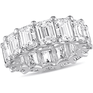 Julie Leah 14 1/10 CT TW Emerald Cut Diamond Eternity Ring in 18k White Gold for $97,019.90 available on URSTYLE.com