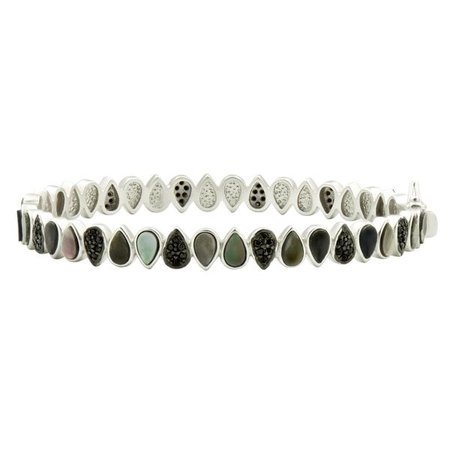 FREIDA ROTHMAN | Grey Mother of Pearl and Pavé Teardrop Hinge Bangle | Latest Collection of BRACELETS FOR WOMEN