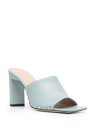 Shop blue Wandler slip-on heeled leather sandals with Express Delivery - Farfetch