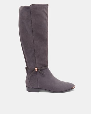 Knee high suede boots - Grey | Shoes | Ireland Site