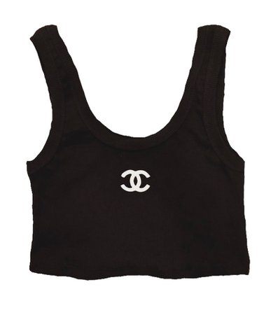 Chanel logo black tank top crop top