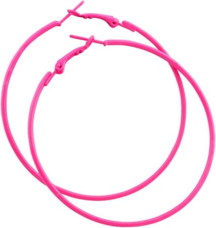 Amazon.com: IDB Classic Stainless Steel Big Hoop Earrings - 2.32" x 2.48" x 0.07" (59x63x2mm) - Multiple Colors to choose from (Hot Pink): Clothing, Shoes & Jewelry