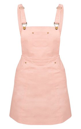 Baby Pink Denim Pinafore Dress | Denim | PrettyLittleThing USA