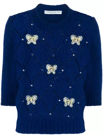 Alessandra Rich butterfly-embroidery Jumper - Farfetch