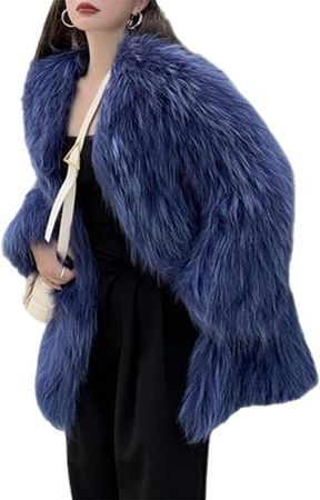 HAILM Women's Luxury Faux Fox Fur Coat Elegant Winter Coat Jacket for Christmas Vacation Travel Party at Amazon Women's Coats Shop