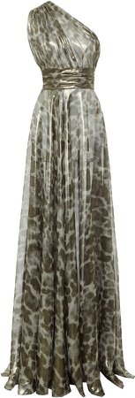 Naeem Khan Assymetric Leopard-Printed Silk Gown Size: 2