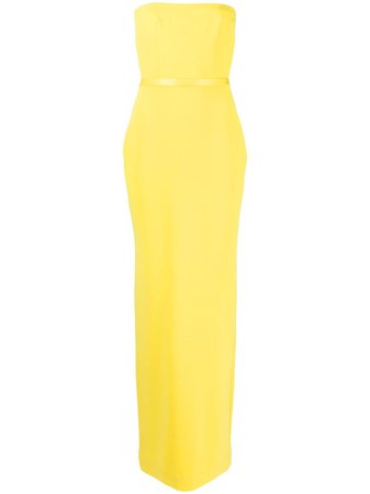 Shop yellow Alex Perry satin trim gown with Express Delivery - Farfetch